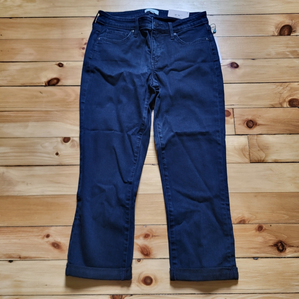 NEW NYDJ Capri Jeans Chloe Straight 4 28/22 Dark Wash Blue Stretch Cuffed Preppy